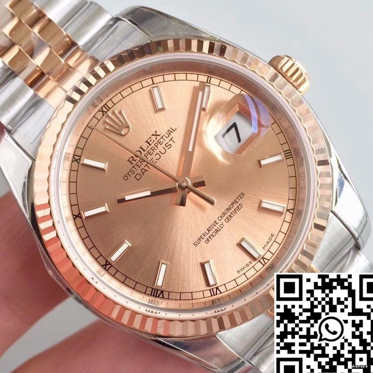 Rose AR Dial 116234 Datejust Rolex Factory Gold 36mm 0504